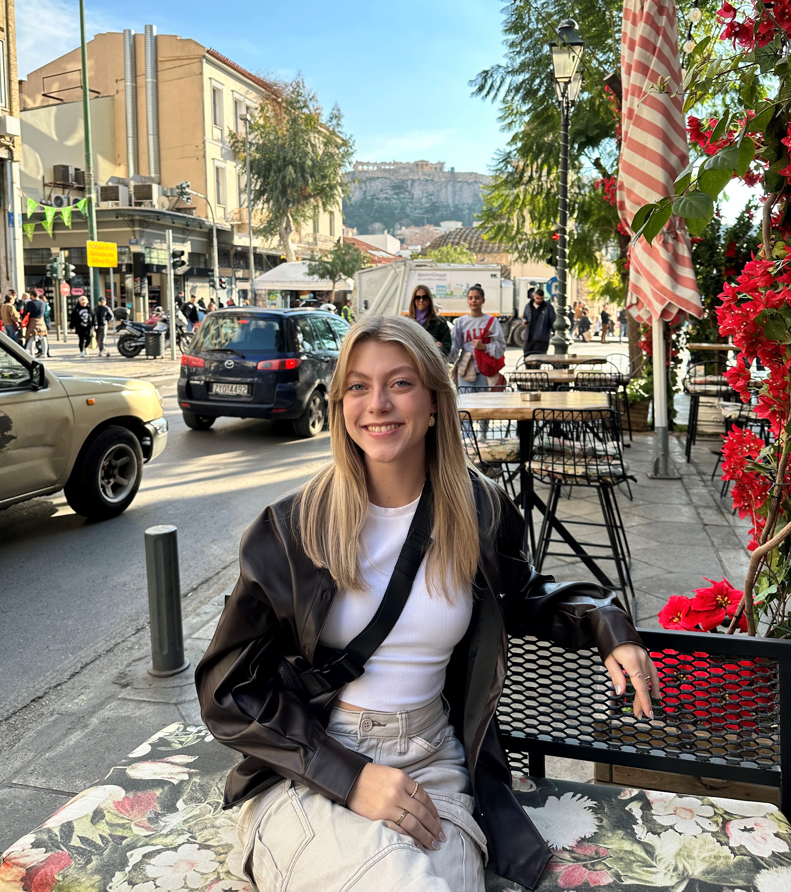 Sitting at a street cafe in Athens