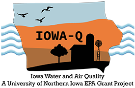 Logo for IOWA-Q, an Iowa Water and Air Quality EPA grant project at the University of Northern Iowa