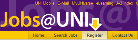 Register for a Jobs@UNI Account Button