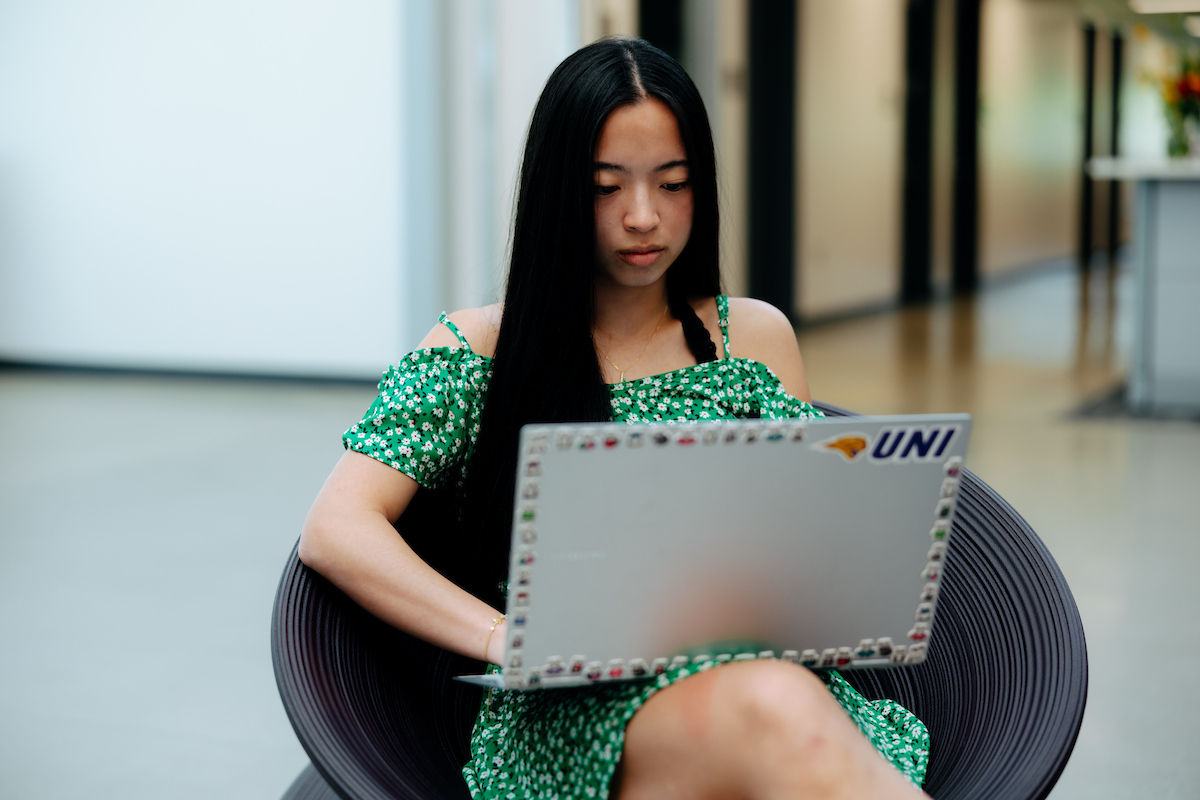 girl studying on computer