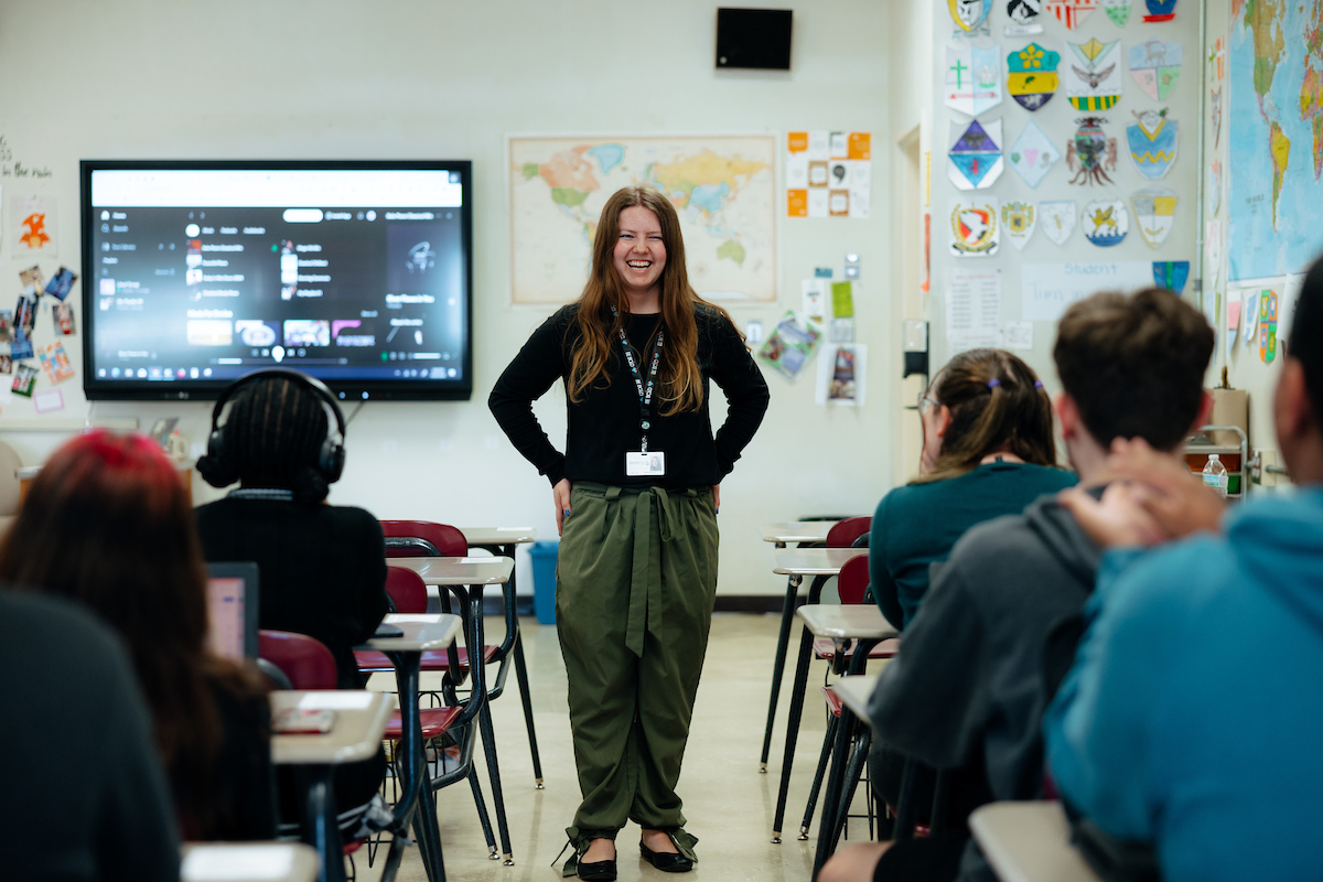 UNI student teaching in classroom