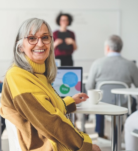 Older woman in classroom setting