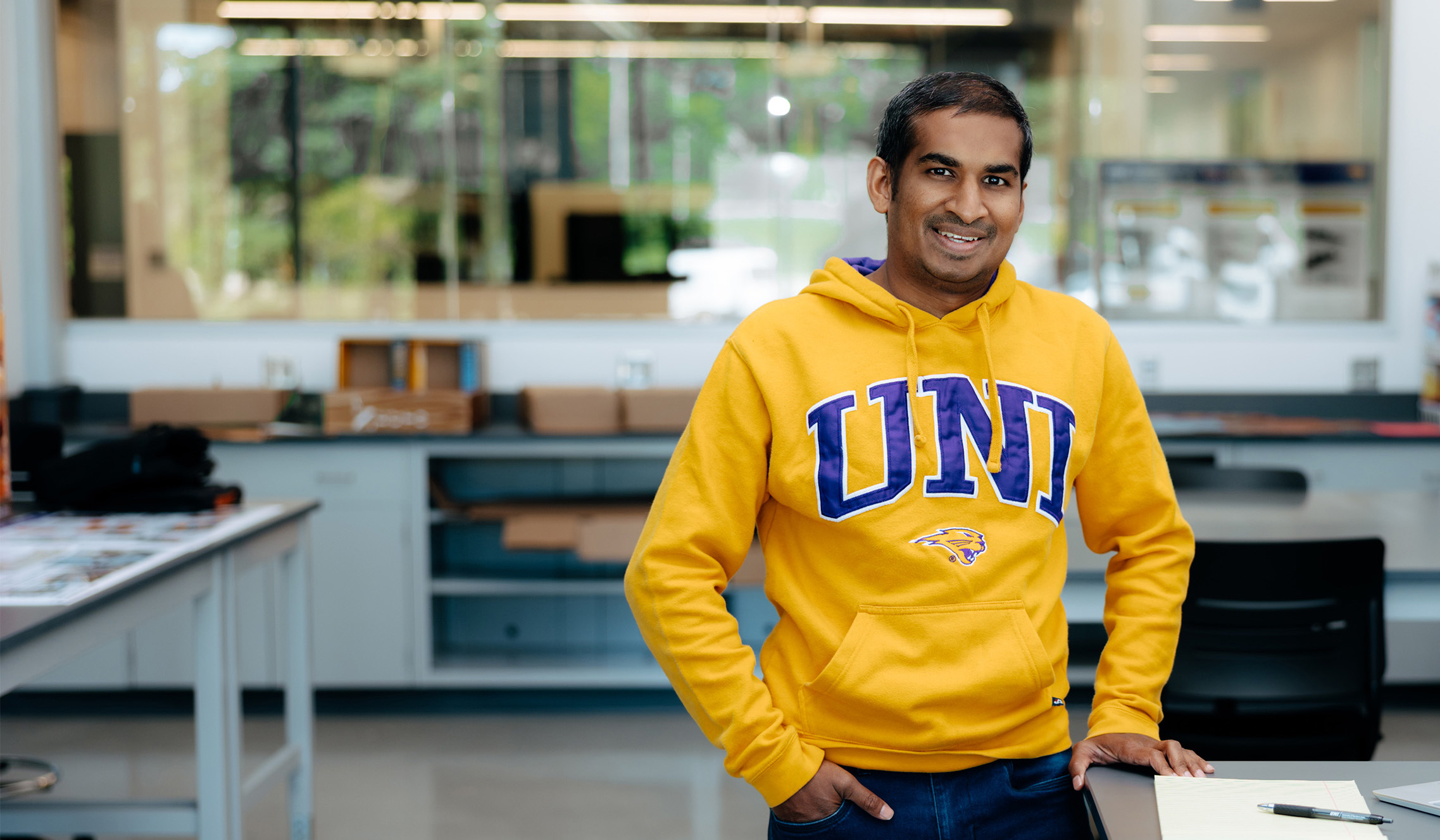 student standing in lab