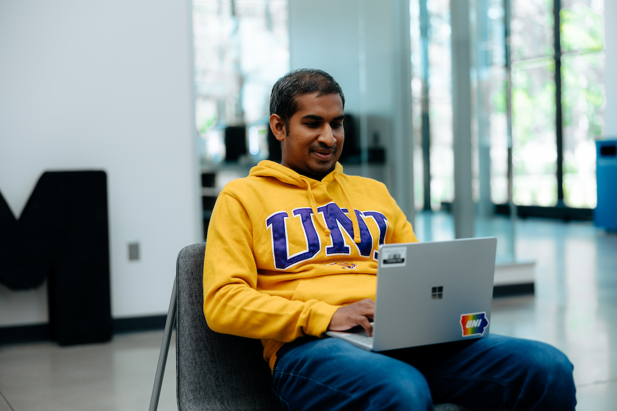 Grad student working on laptop