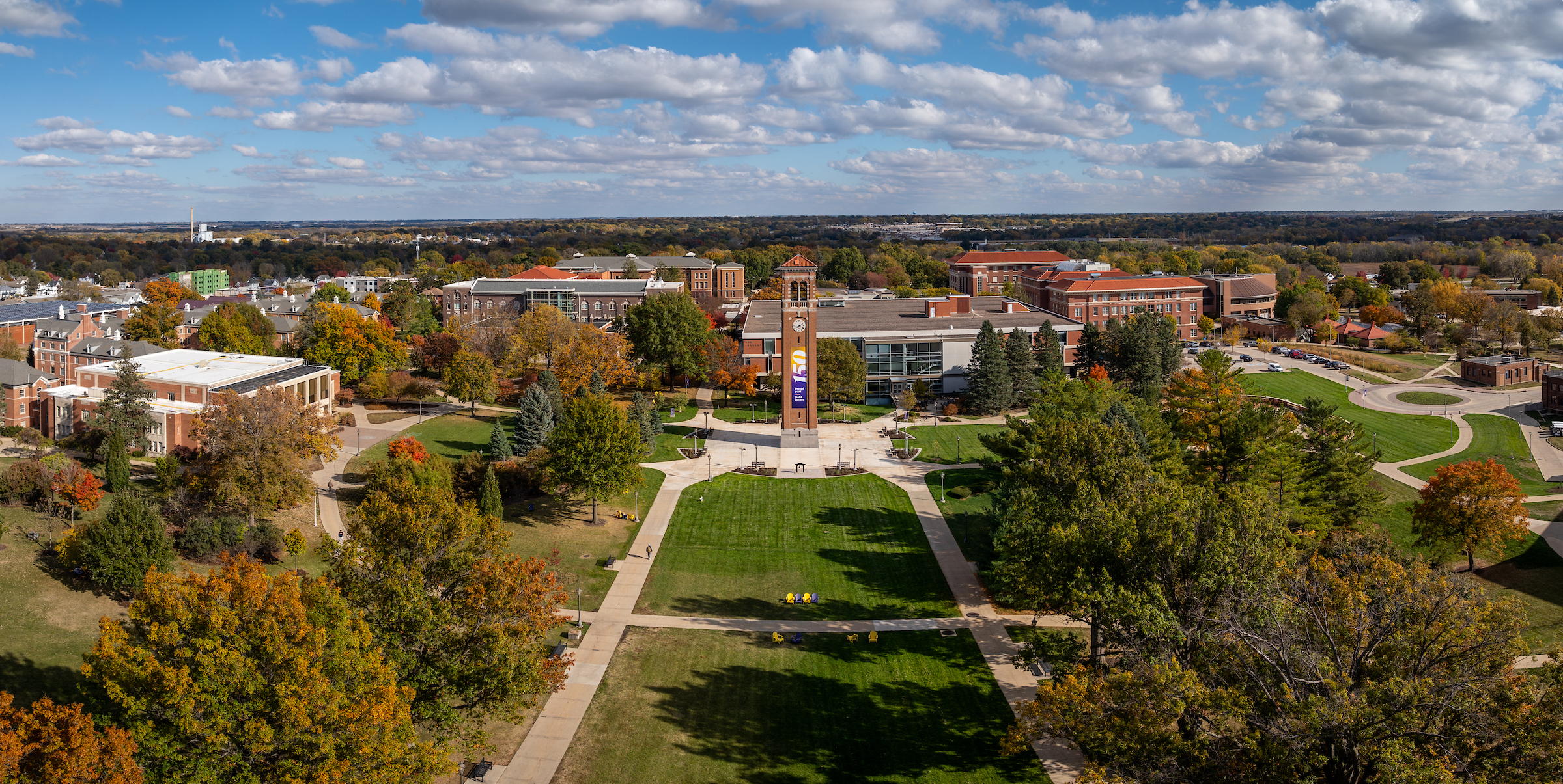 Aerial view of UNI Campanile