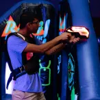 Student playing laser tag