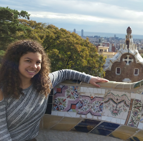 Student in Parque Guell in Barcelona