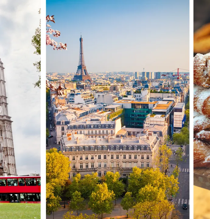 banner of 6 images of France and England